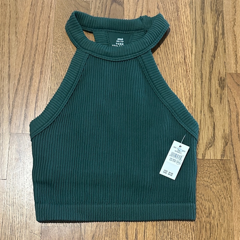 Aerie Ribbed Top in Dark Green